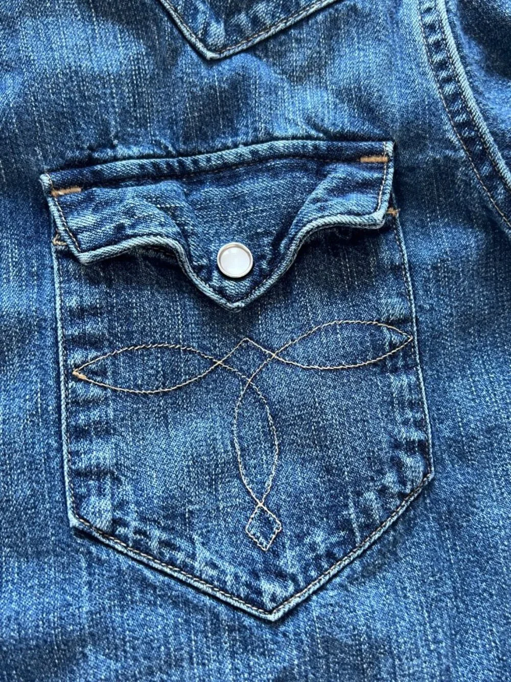 RRL Mens Denim Buffalo Western Workshirt - Picture 6 of 10